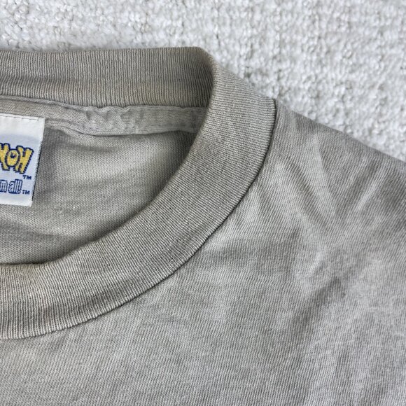 Rare Vintage 1999 Pokemon Tee T Shirt Sand / Off-white / Grey Ash Pikachu READ - Picture 13 of 16